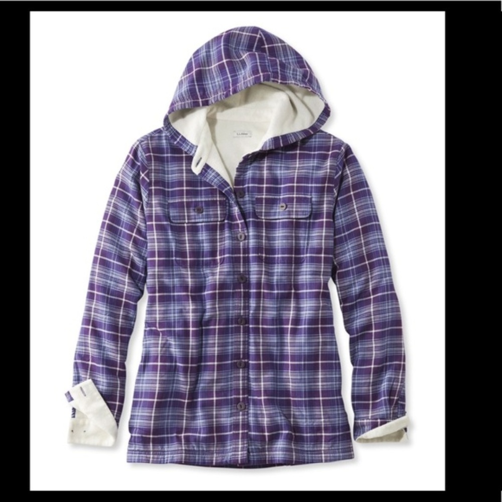 L.L. Bean Fleece-Lined Flannel Hoodie
